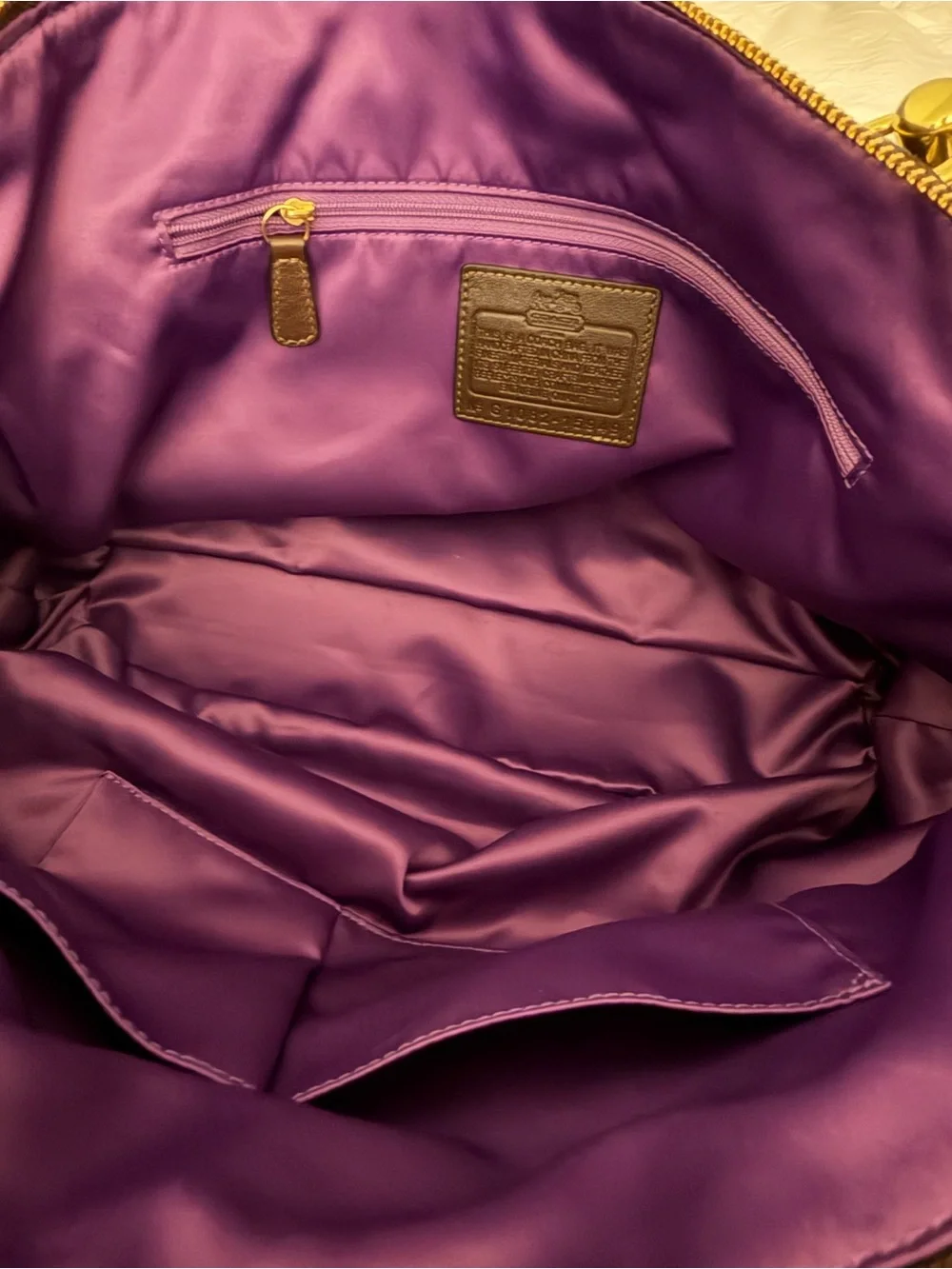Coach Dark Brown Suede Satchel with Gold Hardware